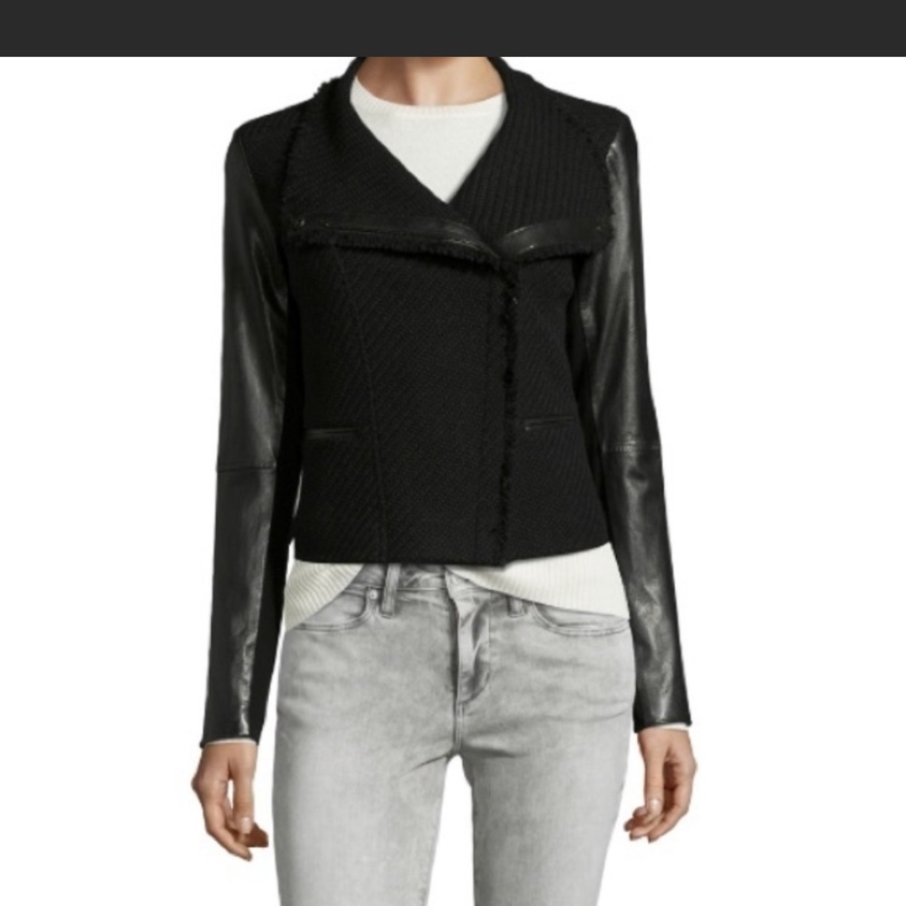 Vince Boucle leather sleeve jacket / size S